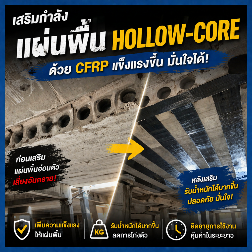 การเสริมกำลังแผ่นพื้น Hollow-Core ด้วย CFRP