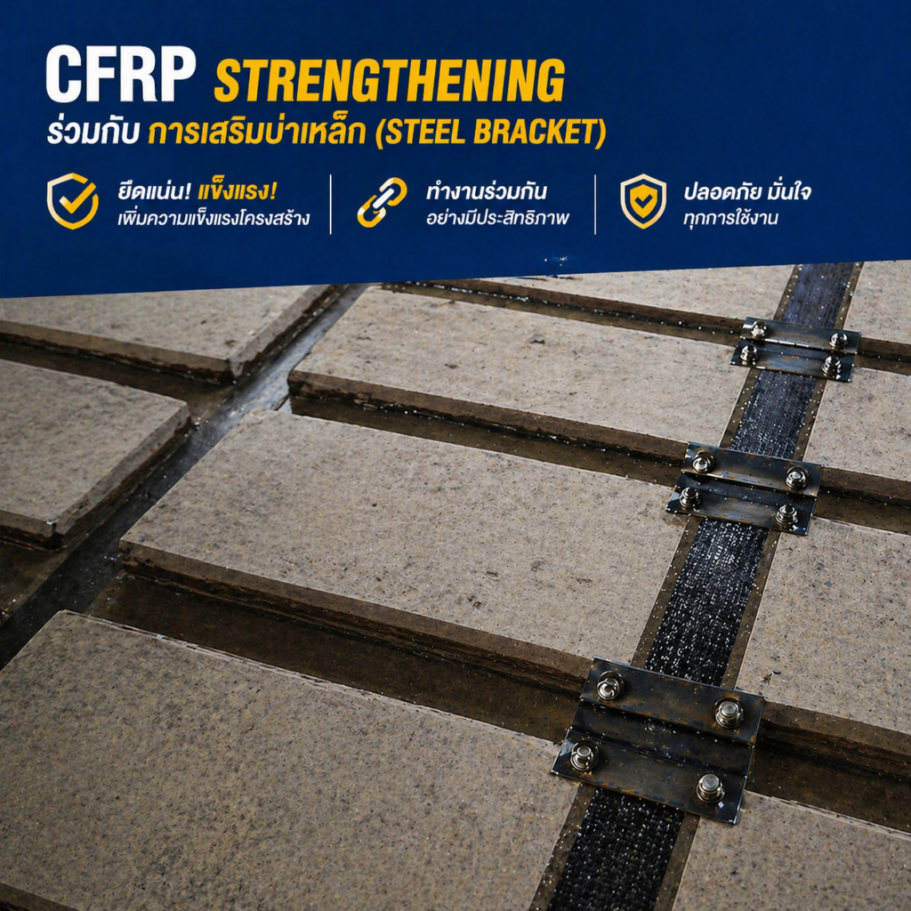 การใช้ CFRP Strengthening ร่วมกับการเสริมบ่าเหล็ก (Steel Bracket)