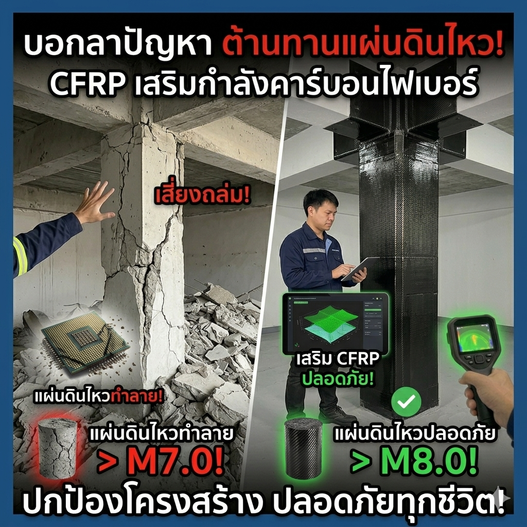 CFRP เสริมกำลังคาร์บอนไฟเบอร์ ต้านทานแผ่นดินไหว