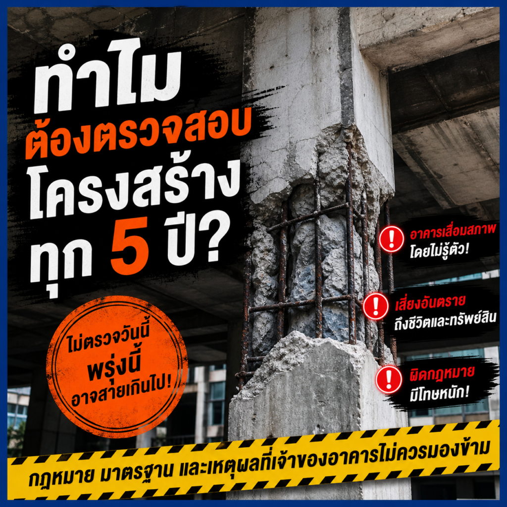 ทำไมต้องตรวจสอบโครงสร้างทุก 5 ปี?กฎหมาย มาตรฐาน และเหตุผลที่เจ้าของอาคารไม่ควรมองข้าม